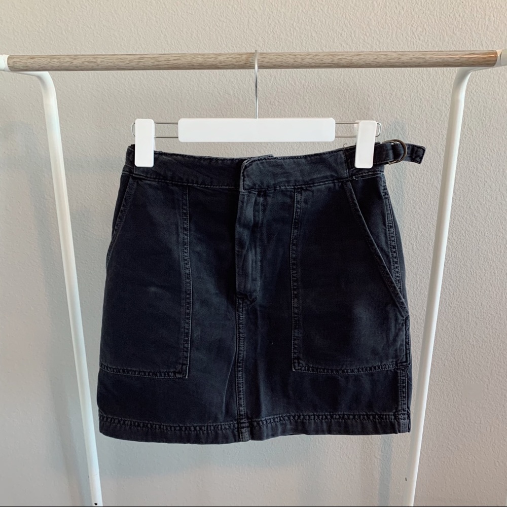 Black Utility Mini Skirt with Belt